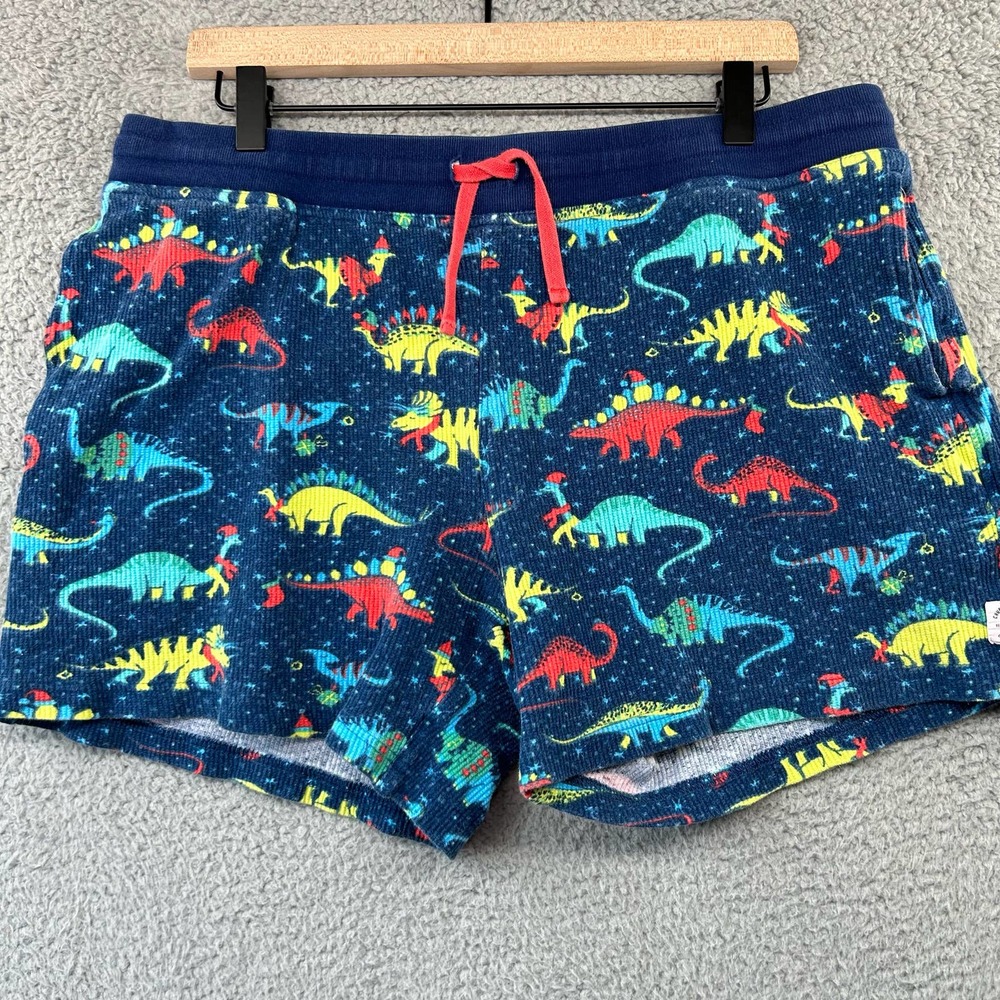 AMAZING ribbed chubbies Navy Dino Print Flat Front Shorts with Red Drawstring